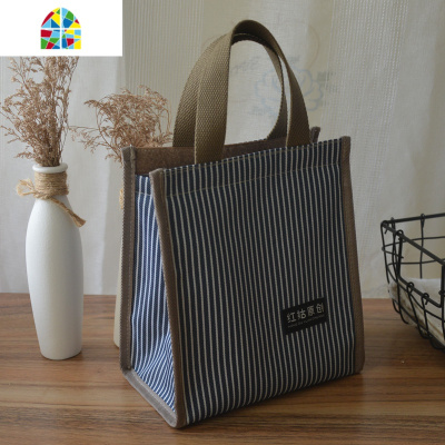 饭盒袋女防水防油手提包保温包便当包饭盒包手提袋保温袋铝箔加厚 FENGHOU 大号黑色条纹BBB