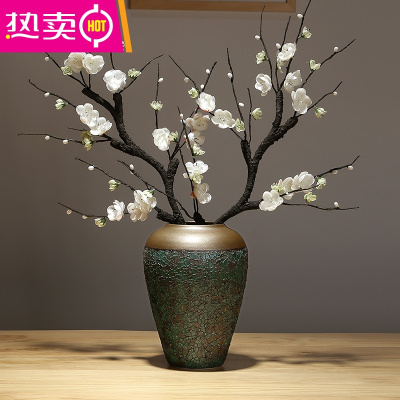 景德镇新中式陶瓷装饰品玄关客厅电视柜插花禅意餐桌干花花瓶摆件FENGHOU中号+白色腊梅