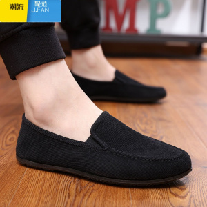 聚范秋季透气帆布鞋男韩版潮男鞋子豆豆懒人鞋休闲鞋老北京布鞋男士