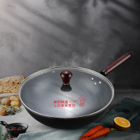 莫斯曼 多特蒙精铁真不锈无涂层家用 32cm 原木手柄炒锅 黑色 MSM-5866