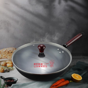 莫斯曼 多特蒙精铁真不锈无涂层家用 32cm 原木手柄炒锅 黑色 MSM-5866