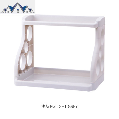 双层厨房置物架调味料收纳架储物架落地塑料刀架调料架调味品架子 三维工匠