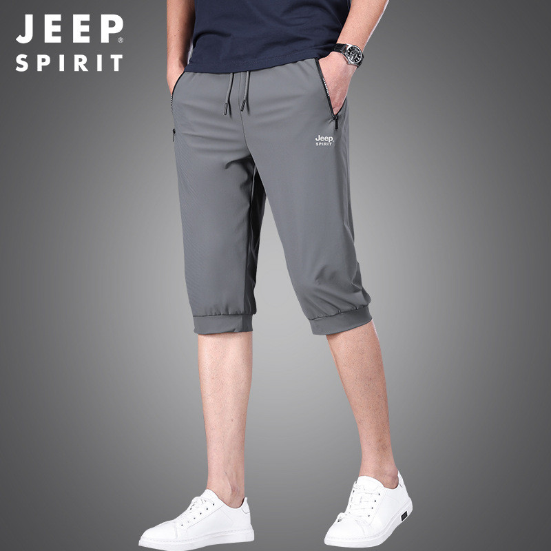 JEEP SPIRIT运动七分裤男夏季薄款休闲直筒透气中短裤束口7272