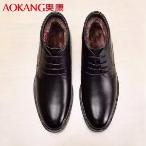 奥康棉鞋男冬季加绒保暖棉皮鞋牛皮休闲男士高帮商务皮鞋爸爸棉鞋