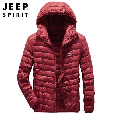 JEEPSPIRIT吉普连帽羽绒服男白鸭绒上衣时尚休闲青年修身羽绒外套
