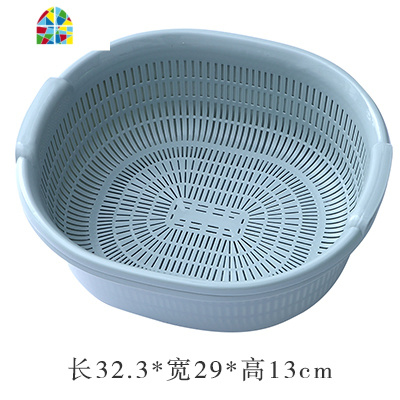 双层洗菜盆家用塑料筛子菜筛厨房多功能果盆水果篮洗菜篮子 FENGHOU 北欧绿