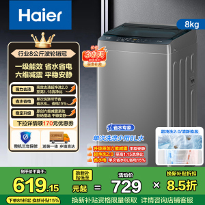海尔(Haier)8公斤 全自动 波轮洗衣机 除螨洗 清新换风 XQB80-Z10D0 博卡灰 1级能效