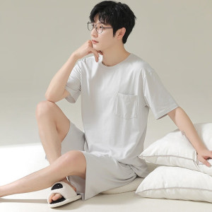 浪莎男士睡衣男夏季冰丝莫代尔薄款短袖短裤凉感可外穿家居服两件套装 主图优选 XL
