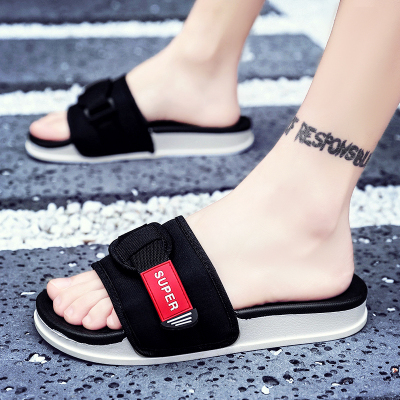 网红一字拖鞋男潮流韩版男士凉鞋2021新款秋季个性室外穿沙滩鞋男