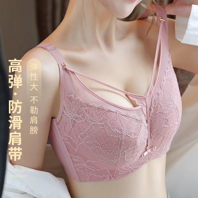 薄款抹胸式全罩杯记忆软钢圈调整型大码内衣女大胸显小聚拢收副乳_299