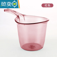敬平透明家用桶盆套装学生宿舍三件套洗脸盆塑料加厚手提水桶圆桶无盖 晶钻-红色水勺