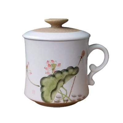 艺锦蓝景德镇陶瓷手绘茶杯水杯陶瓷过滤带盖泡茶办公个人家用水杯花茶杯马克杯