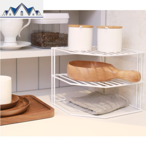 厨房转角置物架三角架调味品书桌办公室植物桌面多层拐角 三维工匠 白色不带木板3层