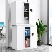 格具(GEJU)加厚钢制瓷白色分双节带斗指纹密码锁保密柜资料档案柜