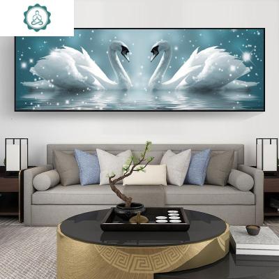 封后(FENGHOU)2019新款钻石画天鹅满钻客厅5d贴砖点钻石十字绣卧室床头心心相印满钻-180x65cm送工具