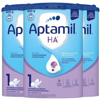 [3罐装]Aptamil德国原装进口爱他美HA适度水解1段0-6个月婴儿配方奶粉800g