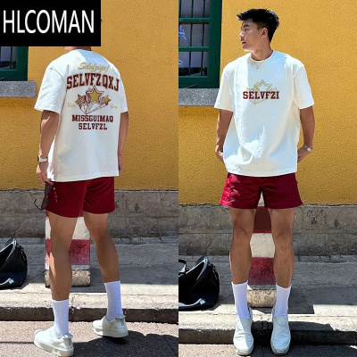 HLCOMAN潮牌星星字母印花美式休闲短袖T恤男款夏季高街上衣半袖