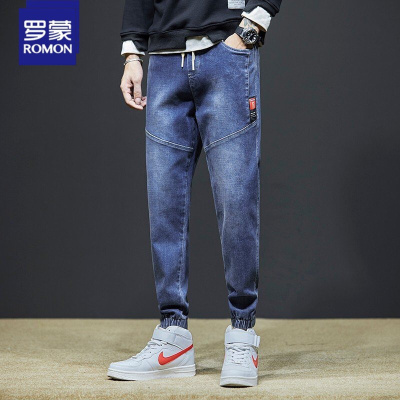 罗蒙（ROMON）牛仔裤男春夏季休闲裤男时尚潮流宽松小脚哈伦裤百搭修身束脚裤