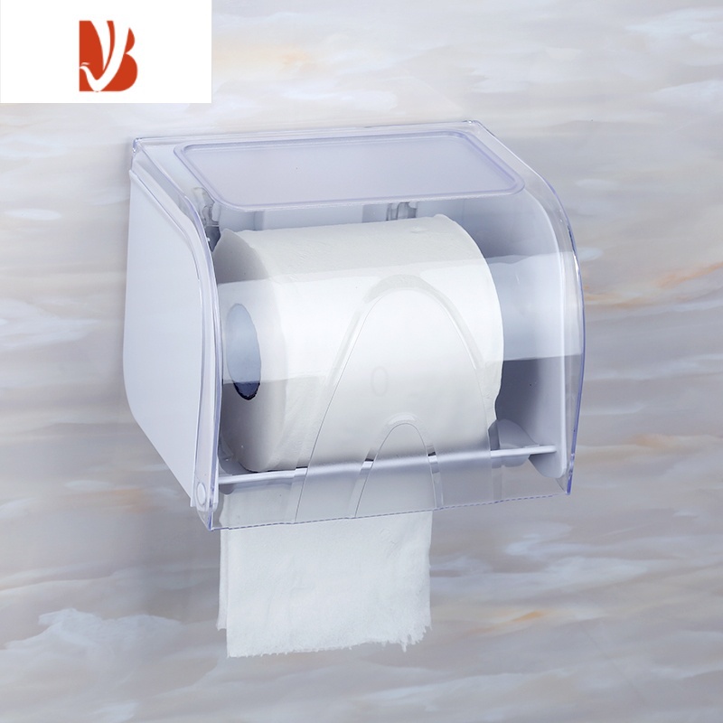 三维工匠厕所放卫生纸置物架抽纸盒免打孔壁挂式防水卫生间纸巾盒卷纸架 SCY白色 通用纸型 [免打孔/可打孔