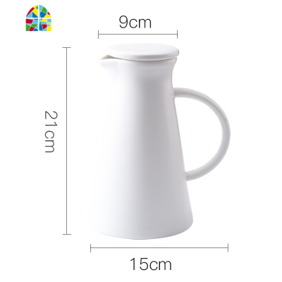 北欧水具冷凉白开水壶陶瓷套装家用简约水杯大号可高温水壶大容量 FENGHOU 杏白色1壶2杯凉水壶