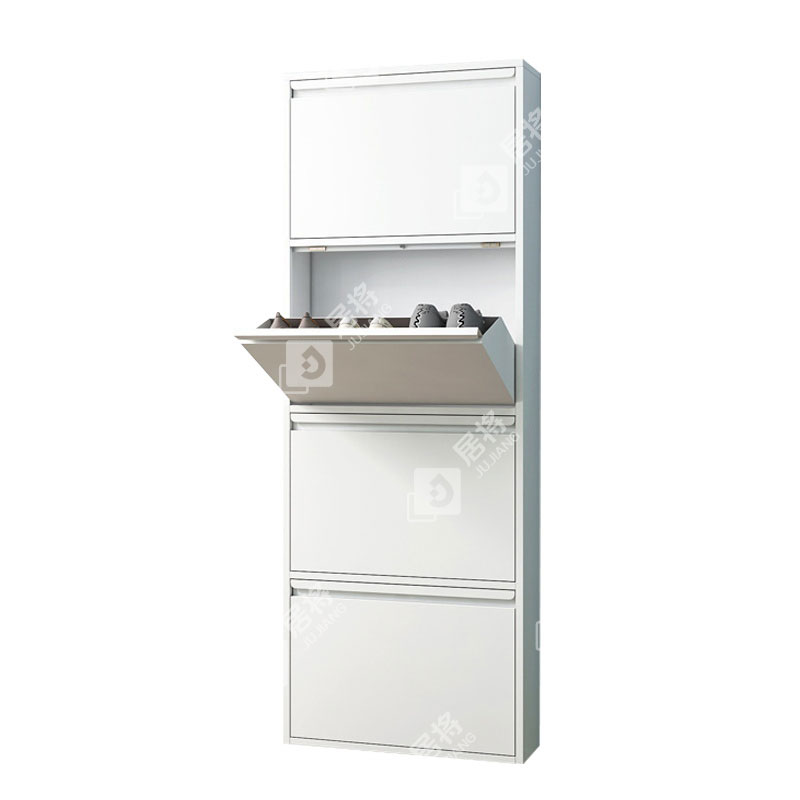居将 JJ4022019 钢制翻斗鞋柜简约现代收纳柜白色四斗