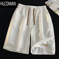 HLCOMAN冰丝速干短裤男宽松大码潮牌透气五分裤ins潮流夏季跑步外穿裤子