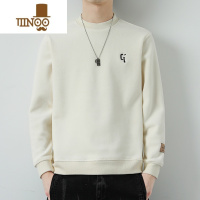 YANXU2023新款双面绒圆领卫衣男士加绒加厚潮流休闲宽松长袖打底衫