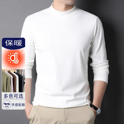 双面德绒半高领卫衣男秋冬新款自发热磨毛保暖男士打底衫