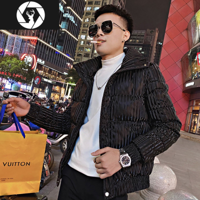 HongZun男士冬季外套棉衣潮流韩版精潮牌帅气加厚条纹保暖羽绒棉服上衣棉衣