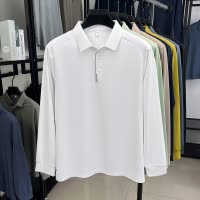 锦氨无痕7A长袖T恤男秋季纯色商务翻领男士polo衫