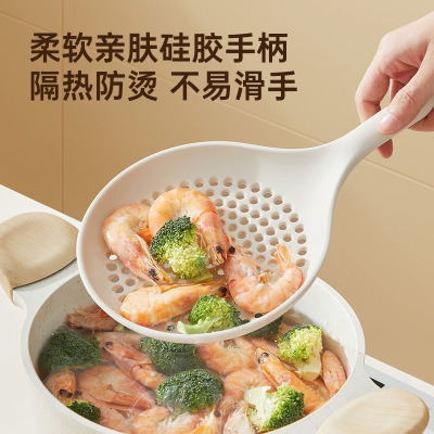 厨房硅胶漏勺家用耐高温大漏勺捞面饺子沥水滤勺汤粉捞勺子X7163