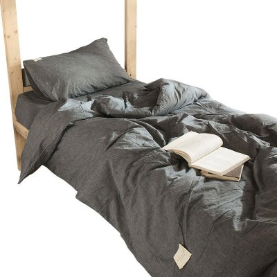 美帮汇大学宿舍单人床三件套床单学生 少女夏季被子全套装六件套灰色