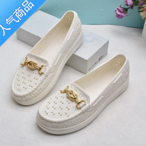 SUNTEK夏季女凉鞋塑料一次成型女鞋防滑软底软面白色护士工作鞋洞洞透气