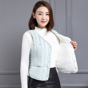 中老年内穿坎肩秋冬新款羽绒棉马甲短款修身轻薄女士棉背心