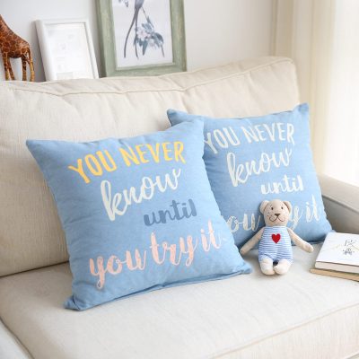 北欧风复古蓝全棉抱枕沙发靠垫套办公室靠枕腰枕套不含芯