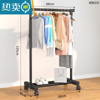 敬平挂衣架落地简易卧室内家用杆式晾衣架阳台多功能挂衣置物衣服架子 单杆直腿65CM黑色加固基础款[送万向轮] 大