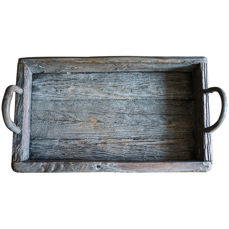 家柏饰(corated)古董木托盘自然老木头复古沧桑装饰收纳整理陈列拍摄