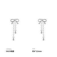 925纯银蝴蝶结水滴流苏耳钉女耳环耳饰小众设计轻奢配饰
