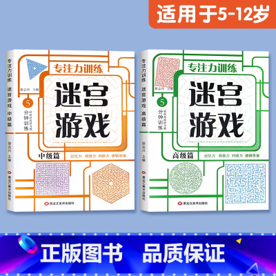 [适合5-12岁]迷宫游戏(中级+高级) [正版]儿童迷宫书3-4-5-6-7-8一10-12岁幼儿园到小学生分级迷宫专
