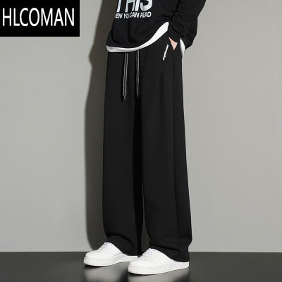 HLCOMAN肥胖大码男裤春款宽松青少年加肥加大阔腿潮胖男装裤子