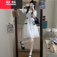 YIBUSHENG初恋裙白月光连衣裙女学生春季新款中长款a字仙女裙雪纺泡泡袖