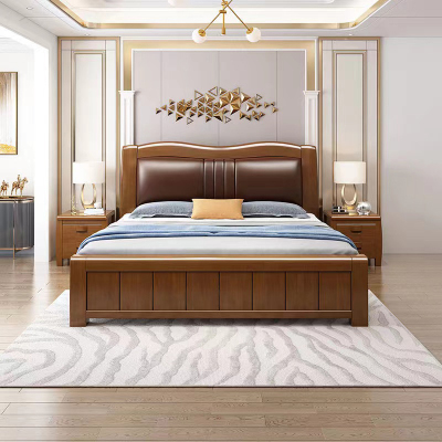 初嘉(CJ)SMC-11橡木床简约现代双人床主卧中式橡木储物床经济型公寓床 1.8米单床