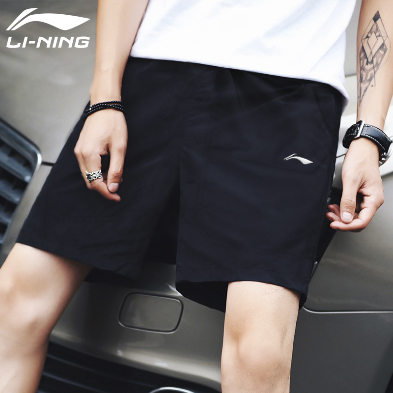 李宁运动短裤男夏季速干透气健身跑步三分裤沙滩裤男国潮