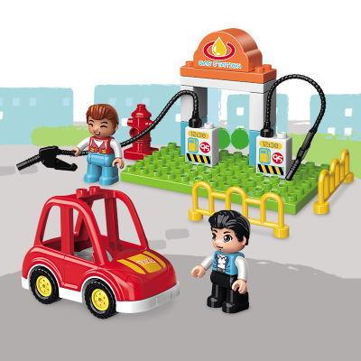 益智动脑亲子互动玩具男孩玩具兼容乐高-便捷加油站