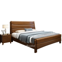 洛诗莲 (RoyceLand) 胡桃色实木床单人床宿舍公寓床 1.5米床含1个床头柜