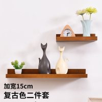 家柏饰(CORATED)客厅墙上置物架卧室壁挂电视背景墙装饰架一字实木板简约现代书架 复古色两件套