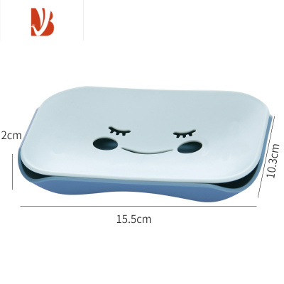 三维工匠肥皂盒免打孔创意个性沥水卡通卫生间浴室家用肥皂盒架可爱香皂盒 蓝色笑脸款