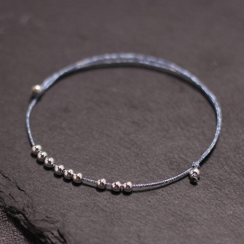 精致银饰纯银手链复古圆珠简约百搭民族风可调节转运珠上岸送女朋友老婆情人节七夕生日礼物