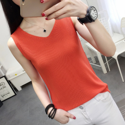 广赫冰丝小吊带无袖上衣夏外穿黑白针织背心女内搭宽松遮肚春秋打底衫