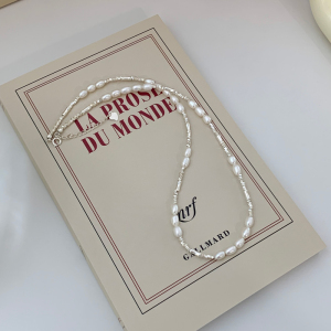 S925纯银碎银子天然珍珠项链女气质淑女通勤搭配颈链锁骨链潮送女朋友老婆情人节七夕生日礼物 925纯银碎银子项链